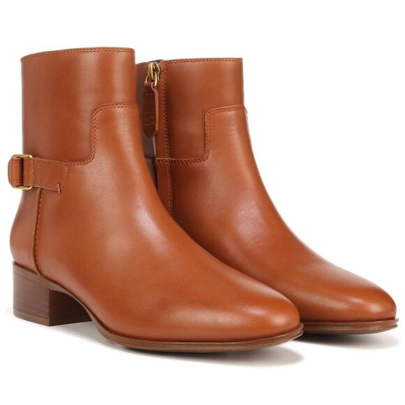 NEW Franco Sarto Sarto Joanne Ankle Boot Cognac Brown Leather - Picture 1 of 9